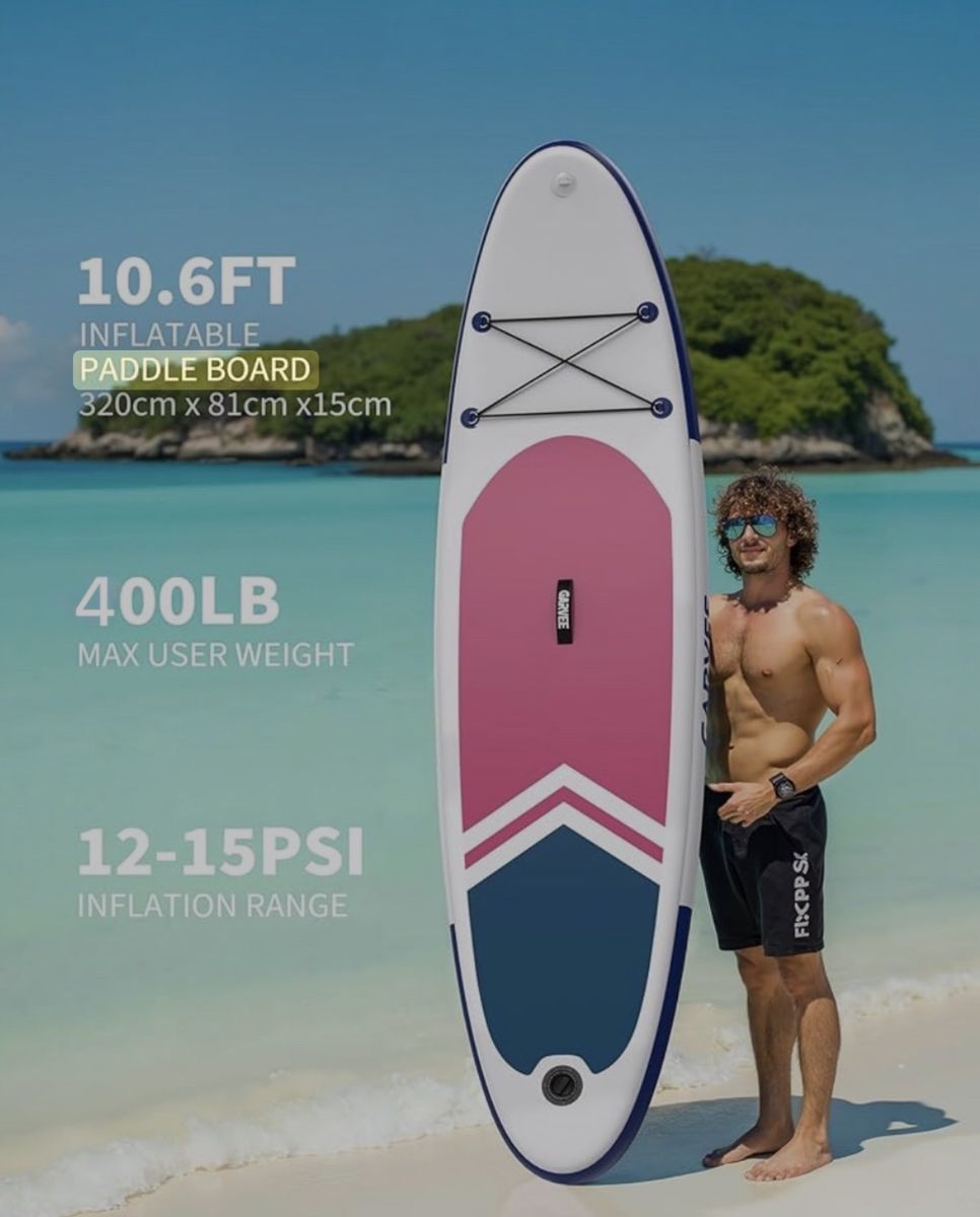 New! Inflatable Paddle Board SUP - Holds up to 2 people! - includes pump, paddle , and accessories.