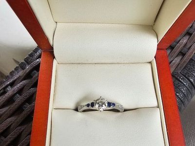 Platinum Diamond Ring with Sapphires