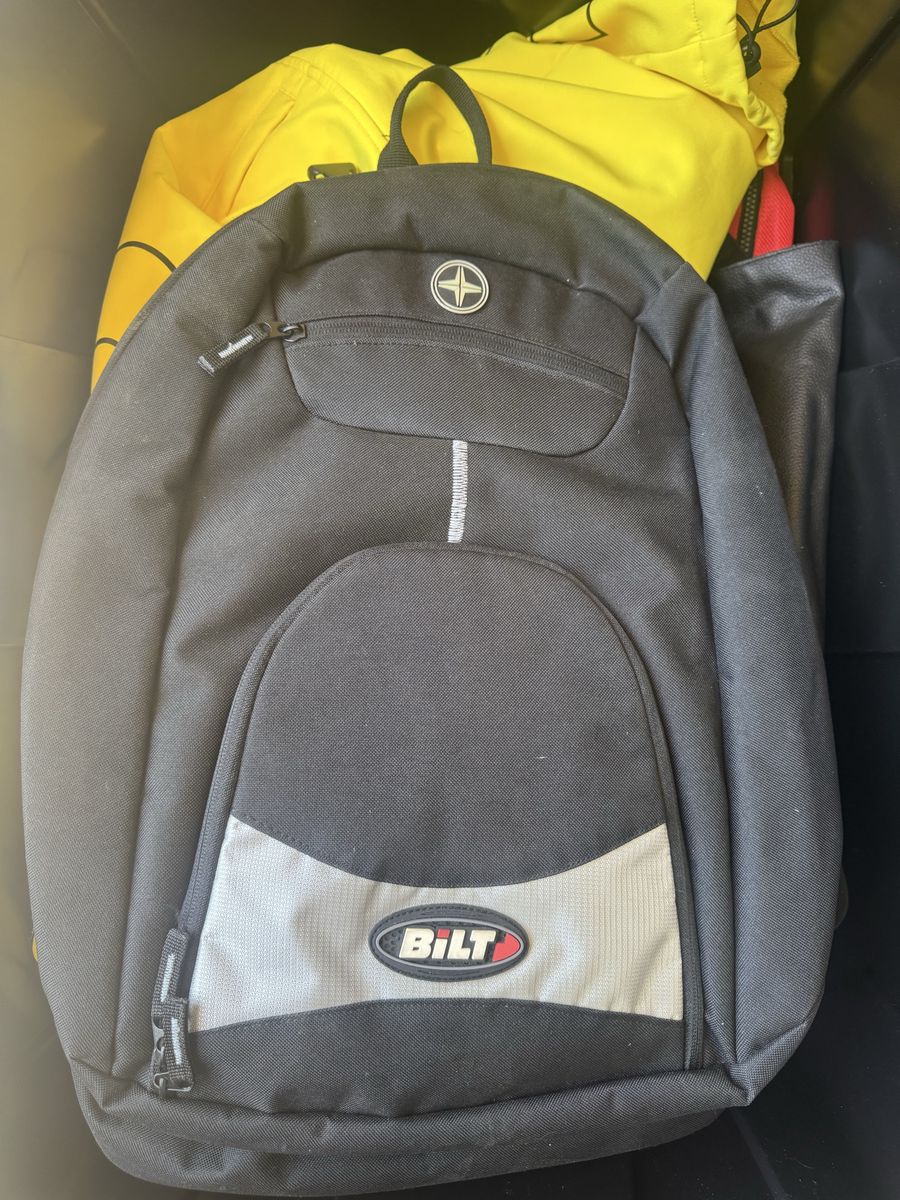 Bilt Black & Gray Helmet Carry Backpack - Durable Storage, Multiple Pockets