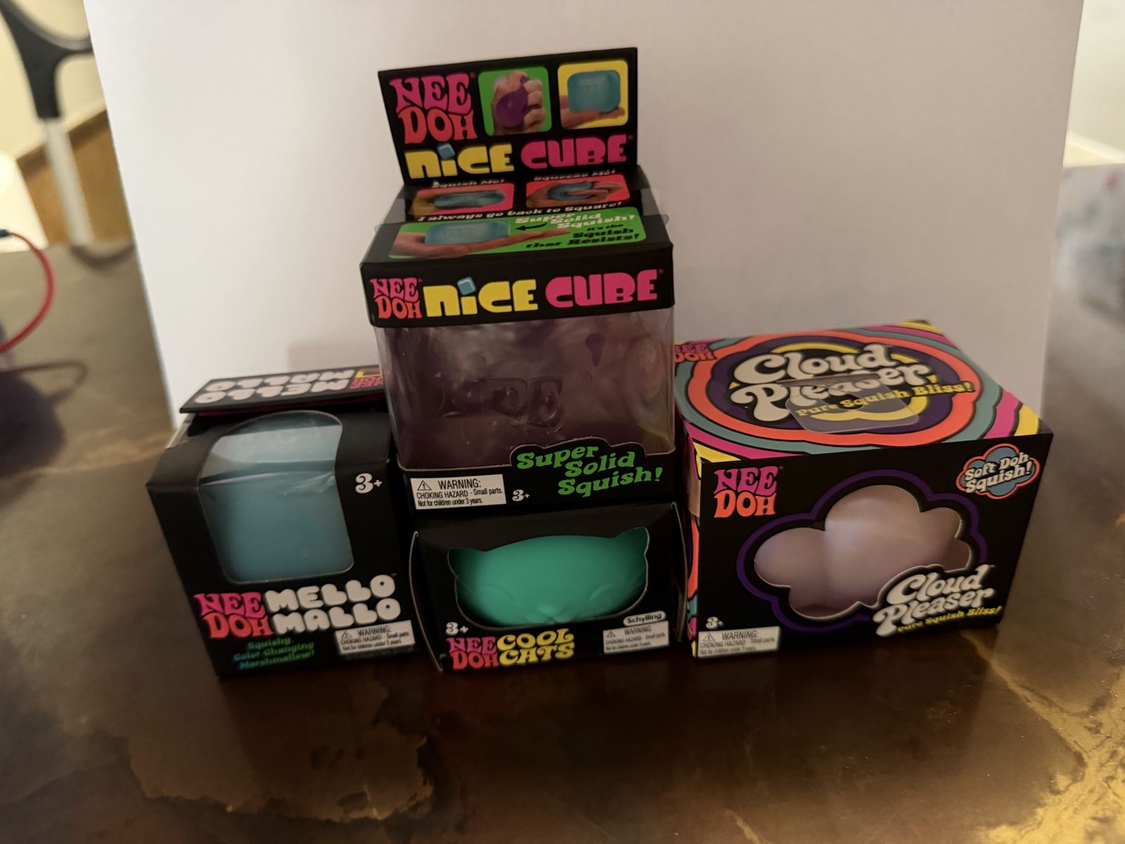 NeeDoh Stress Balls: Nice Cube, Mello Doh Mallo, Cool Doh Cats, Cloud Pleaser - Set of 4 Squishies