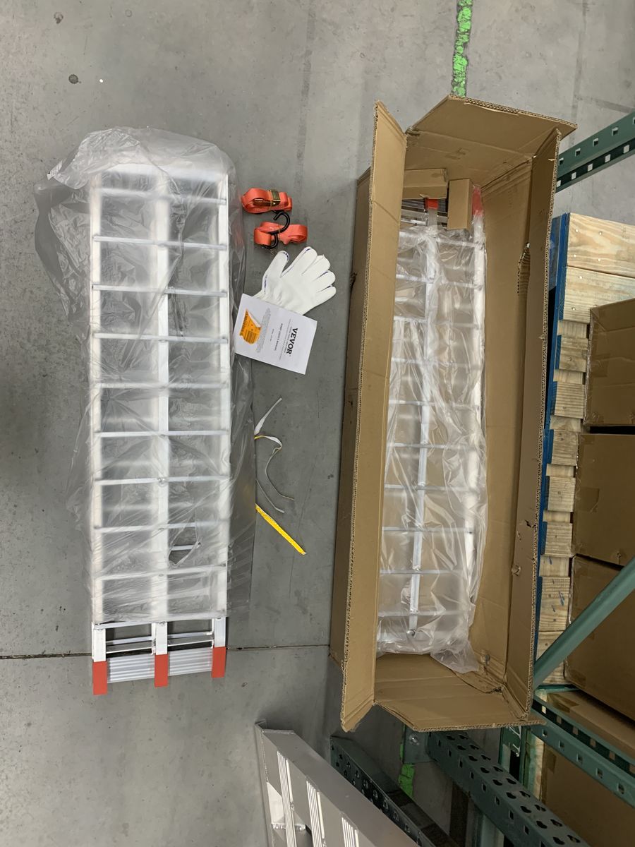 2-Pieces Aluminum Ramps 1500 lbs. Load 89 in. x 12 in. Folding Trailer Ramps w/Load Strap for Pickup Truck Bed Dirt Bike