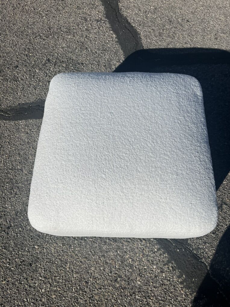 White Fluffy Fabric Ottoman