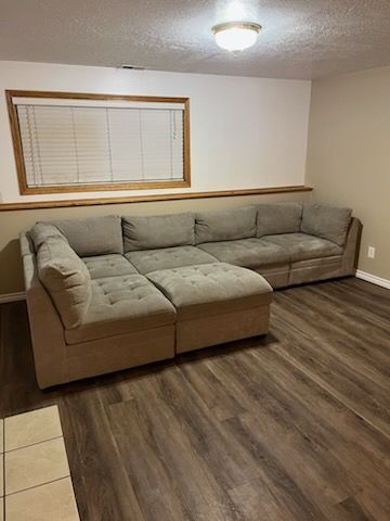 Large Modular Sectional Sofa with Storage Ottoman - Customizable Layout
