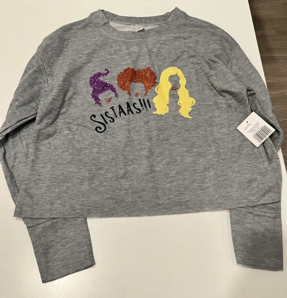 Hocus Pocus Sisters Medium Gray Long Sleeve Shirt