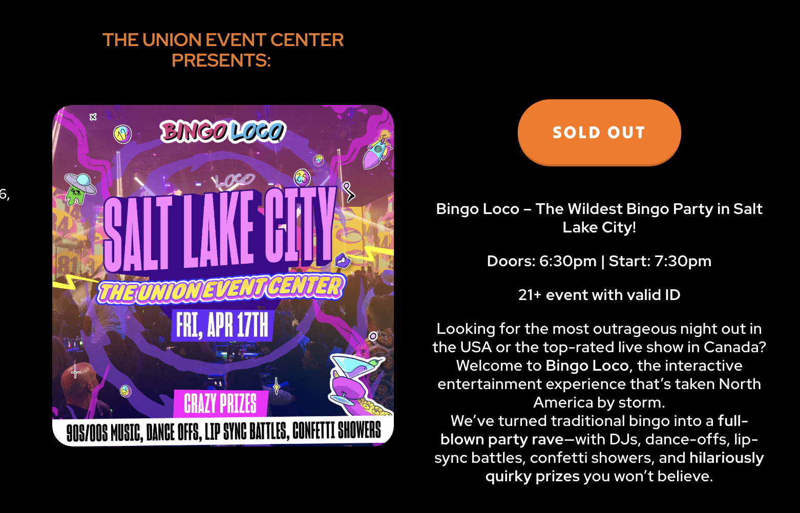 Tickets For Sold Out Bingo Loco- 2 tickets at the price I paid