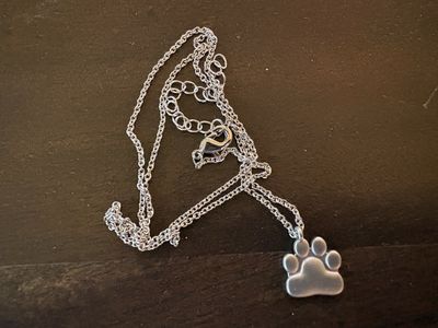 New Silver Tone Necklace W/ Animal Paw Charm