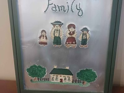 God Made Us a Family Metal sign