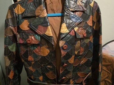 Vintage 70s Multicolor Patchwork Jacket Size 10
