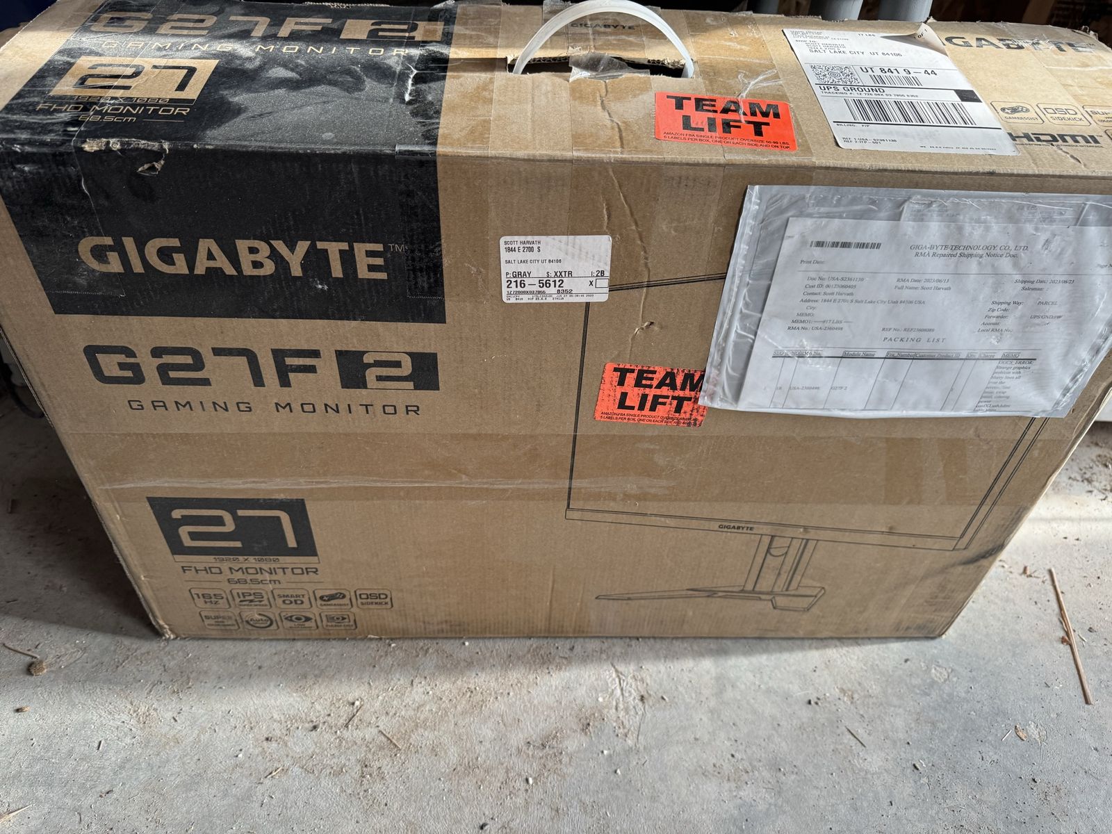 Gigabyte G27F 2 27" FHD 1920x1080 165Hz IPS Gaming Monitor