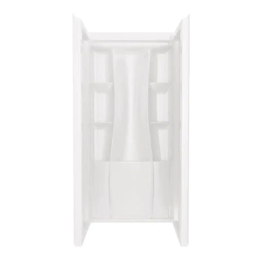 Delta Classic 400 36 in. x 36 in. x 72 in. 1-Piece Direct-to-Stud Corner Shower Wall Set in White