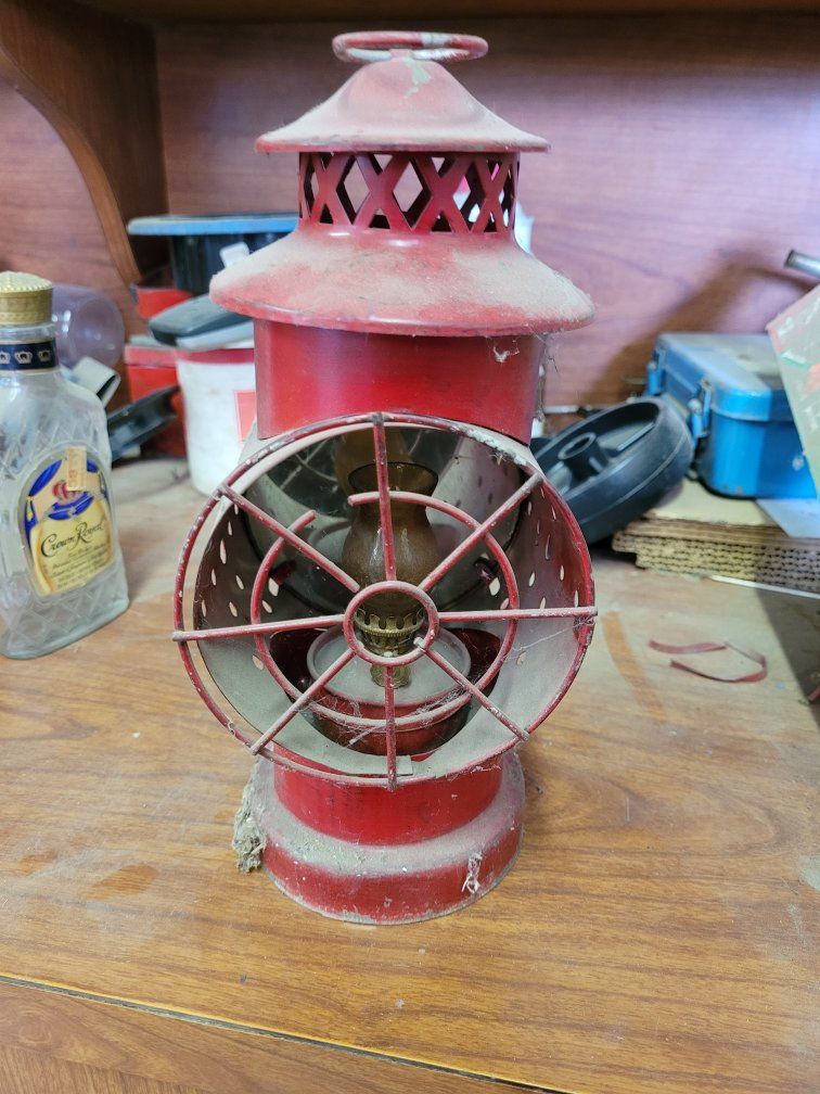 vintage red train lantern