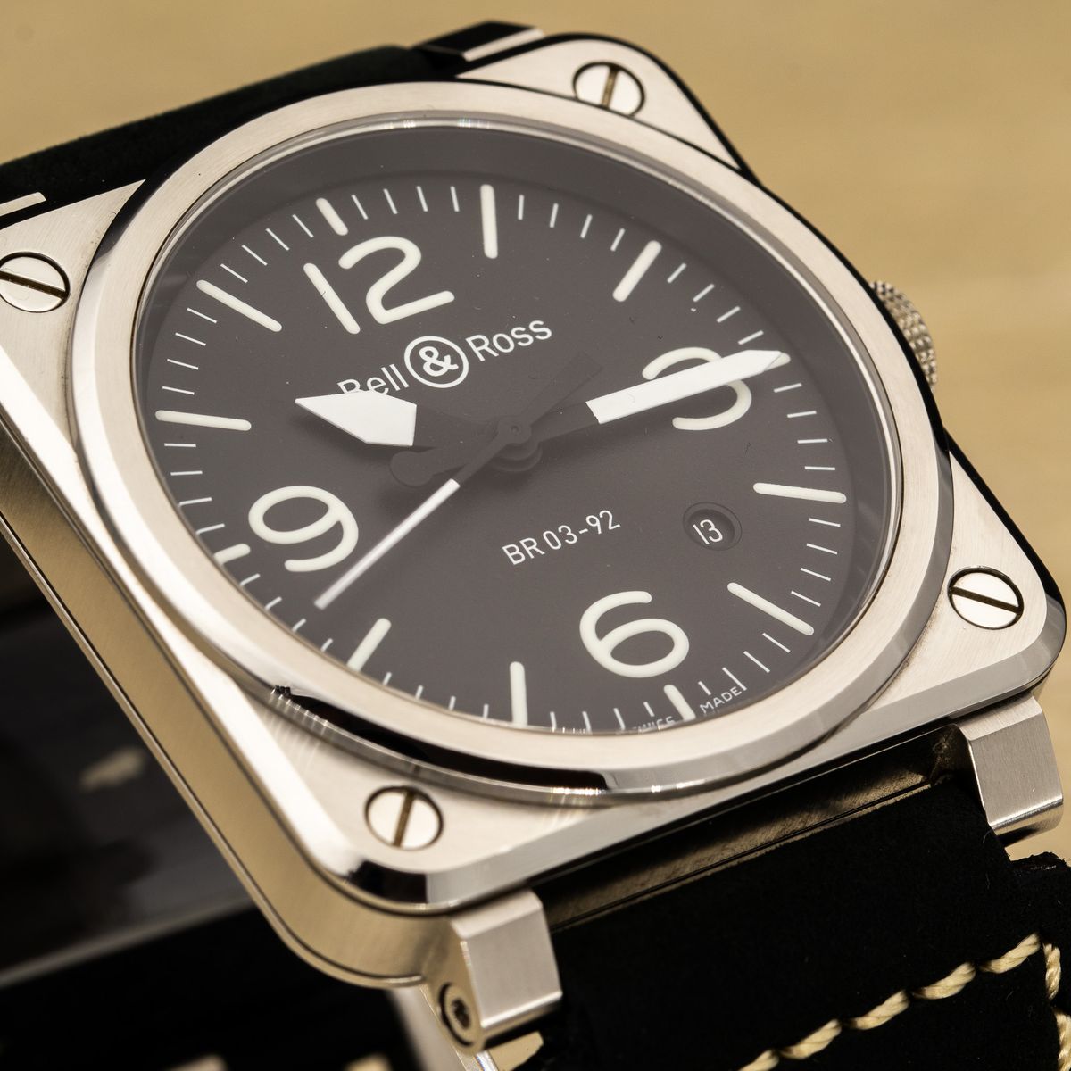 Bell & Ross BR 03-92 Black Steel Automatic 42mm Full Set – 3 Straps – Aviation Watch