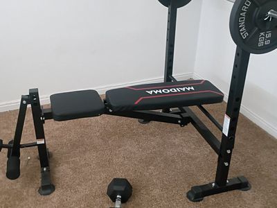 Maidoma Weight Bench Set with Squat Rack, Barbell, Plates and Dumbbells