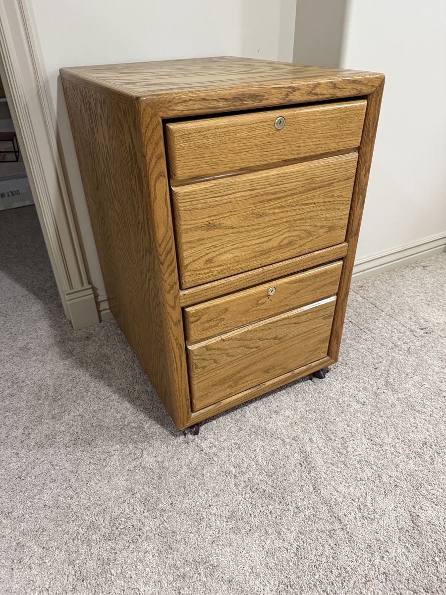 2 drawer oak file cabinet