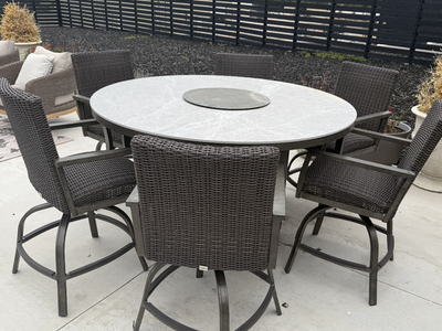 Costco Outdoor Fire Pit Dining Table Set — Like New
