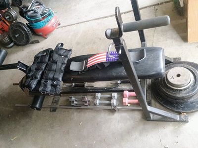 Complete Home Gym Setup - 380+ lbs Weights, Bench, & Bars (Will Separate)