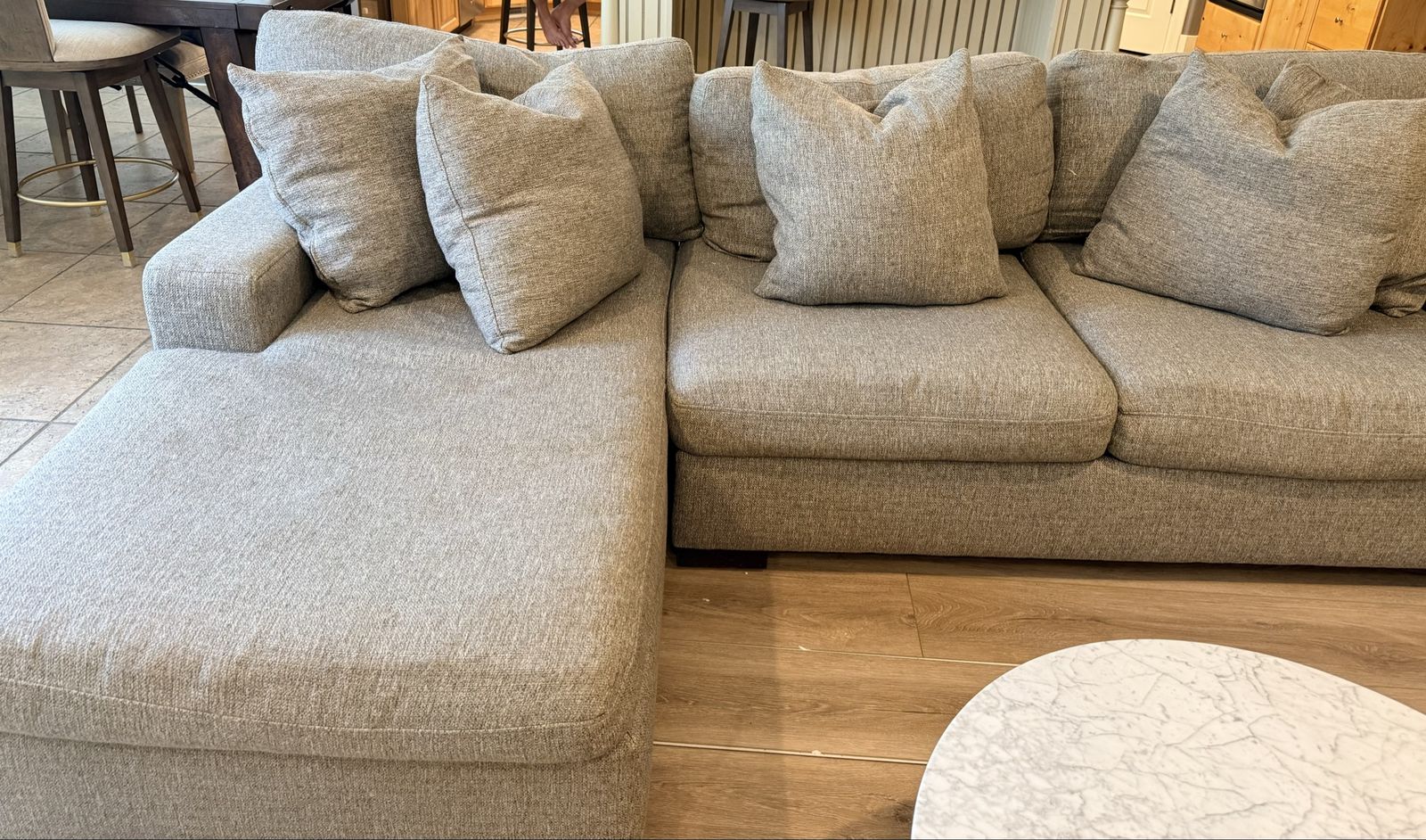 Z Gallerie Del Mar Sectional Sofa, Grey, 108.5" L x 42" D with 66" Chaise