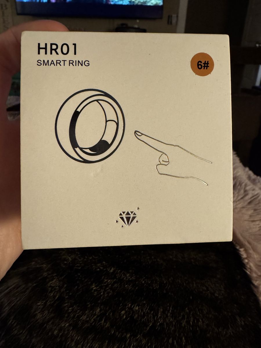 HR01 Smart Ring Gold Size 6 Fitness Tracker with Charging Cable