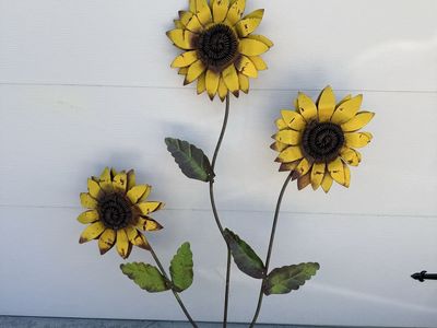 Large heavy metal sunflower garden decoration 53” T by 34” W