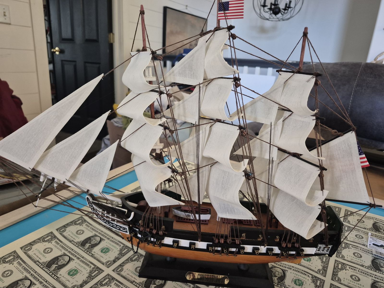 Handcrafted Model Ship Replica - US Navy & British Royal Navy Tall Ship Decor and the US Constitution