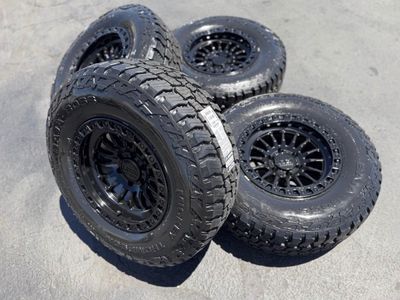 New 285/70r17 Mickey Thompson Baja Boss AT Black Lock Grit 6x5.5 Chevy Silverado 1500 GMC Sierra Tacoma Toyota 3 peak snow rated
