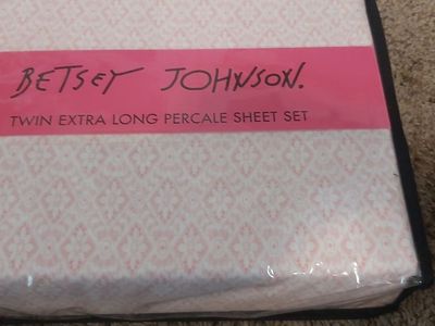 New twin XL "Betsy Johnson" 100% cotton percale sheet set