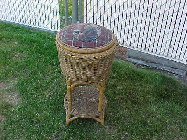 Antique/Vintage Wicker sewing basket/plant stand