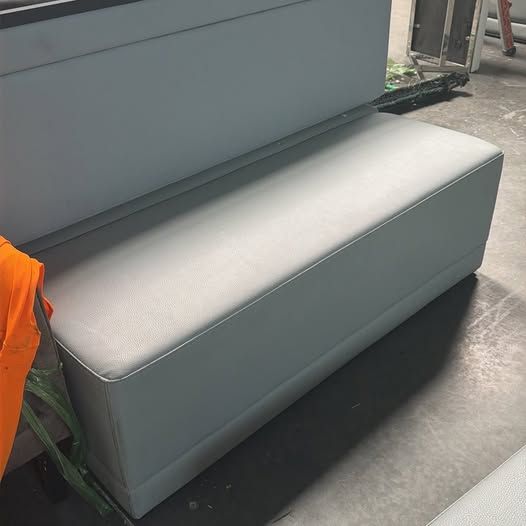 Gray Faux Leather Bench