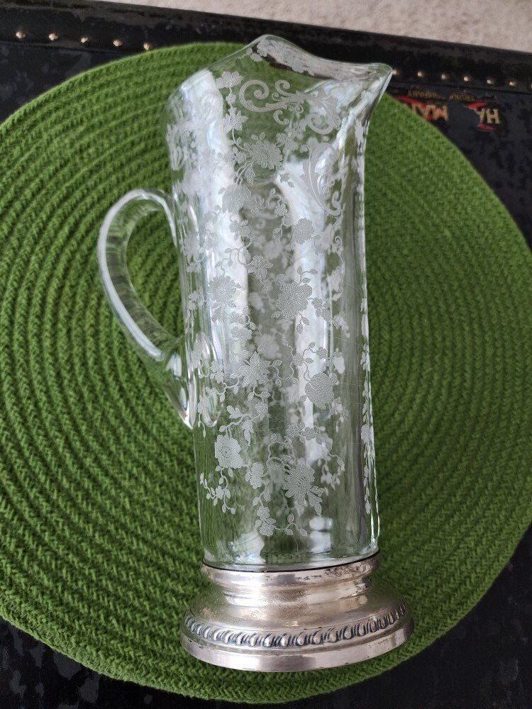Vintage Martini Pitcher With Sterling Base