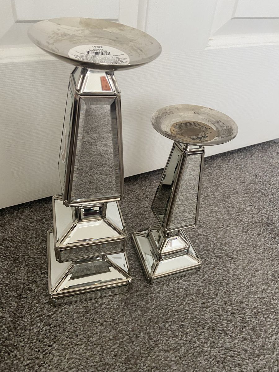 Mirrored Pillar Candle Holders - Set of 2. Originally from Pier One Imports.