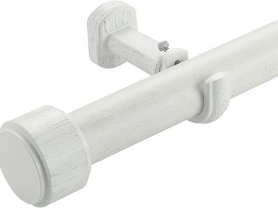 Lwiiom 1 1/4 Inch Heavy Duty Curtain Rod - White Wood Grain Finish