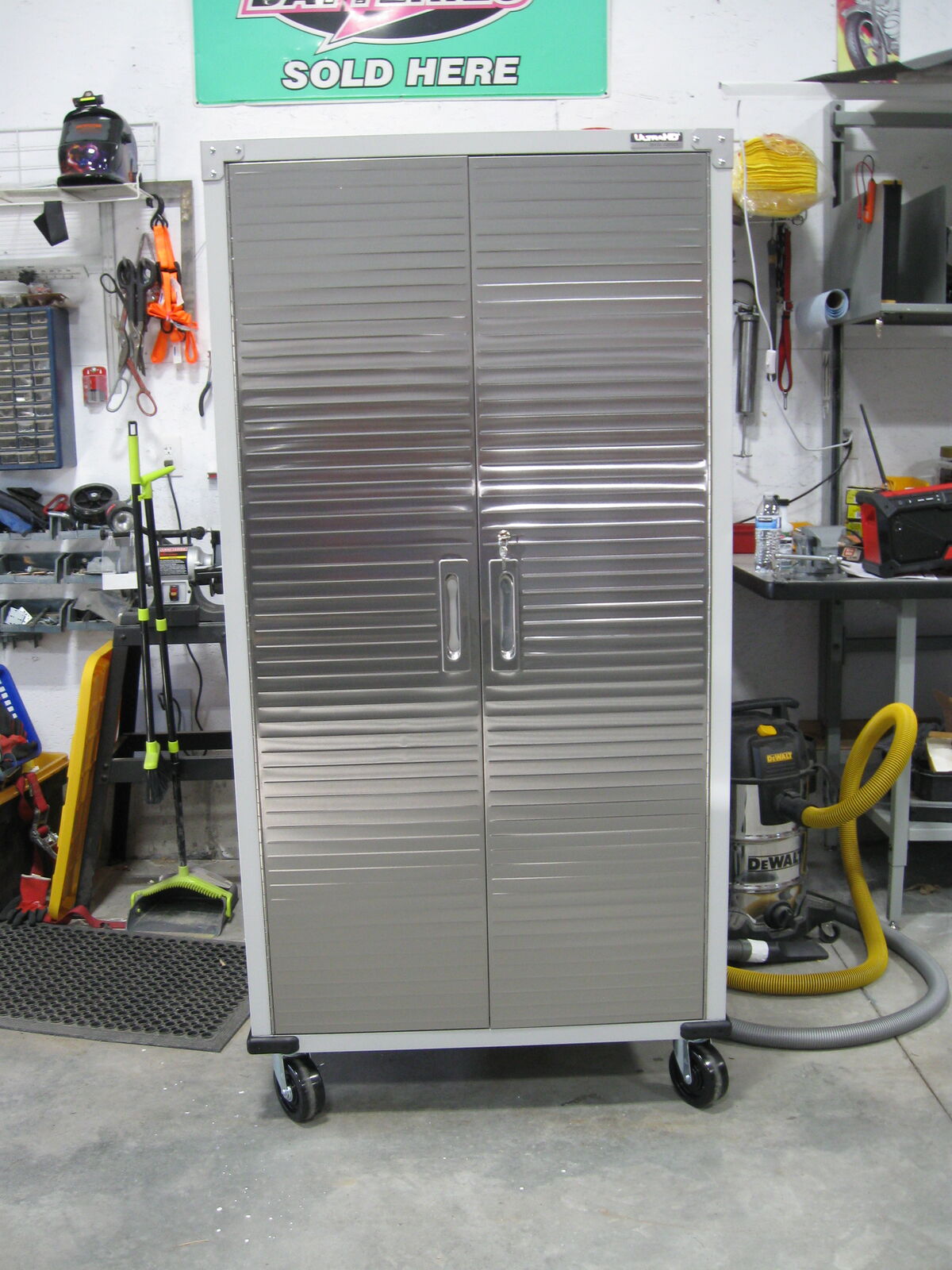 New Seville Classics Locking UltraHD Full Door Storage Cabinet 36" x 18" x 72" Granite