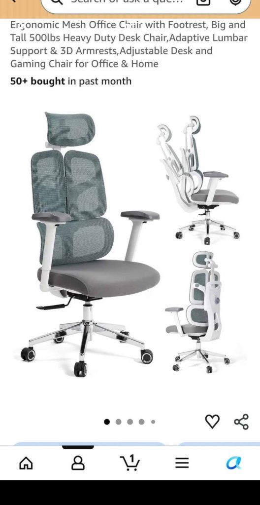 Ergonomic Mesh Office Chair with Footrest, Heavy Duty Desk Chair, Adaptive Lumbar, Adjustable 3D Armrests
