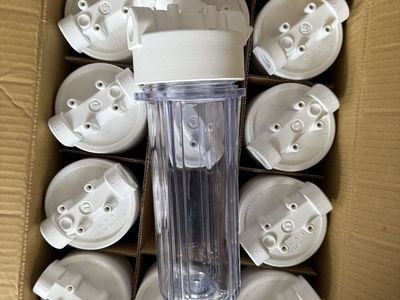 Water Filter Housings - Clear 10-inch Units with White Caps