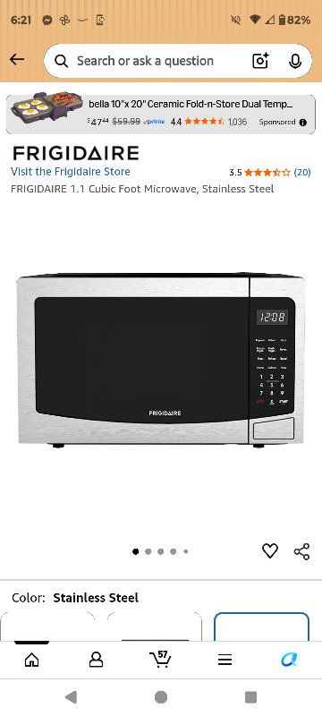 Frigidaire 1.1 Cu Ft Stainless Steel Countertop Microwave Oven