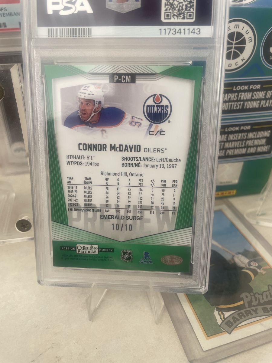 2024 O-Pee-Chee Platinum Connor McDavid Emerald Surge 10/10 PSA 9 Mint Hockey Card