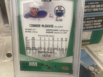 2024 O-Pee-Chee Platinum Connor McDavid Emerald Surge 10/10 PSA 9 Mint Hockey Card