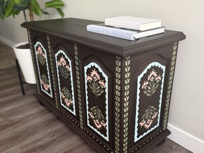 Beautiful Bespoke Hand-painted Floral Solid Cedar