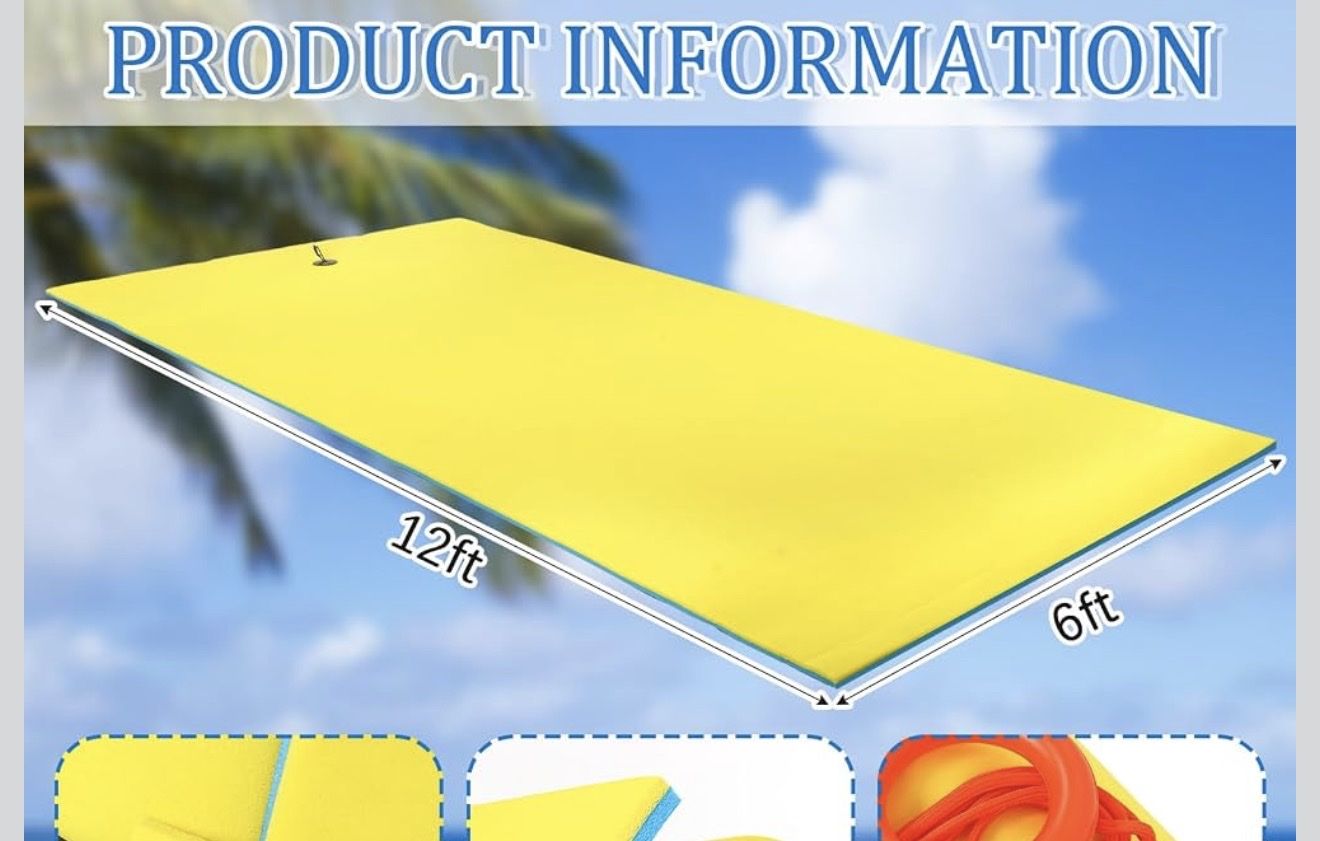 12' x 6' Two-Layer Floating Mat / Lilly Pad - Yellow, Slightly Used w/ Tears