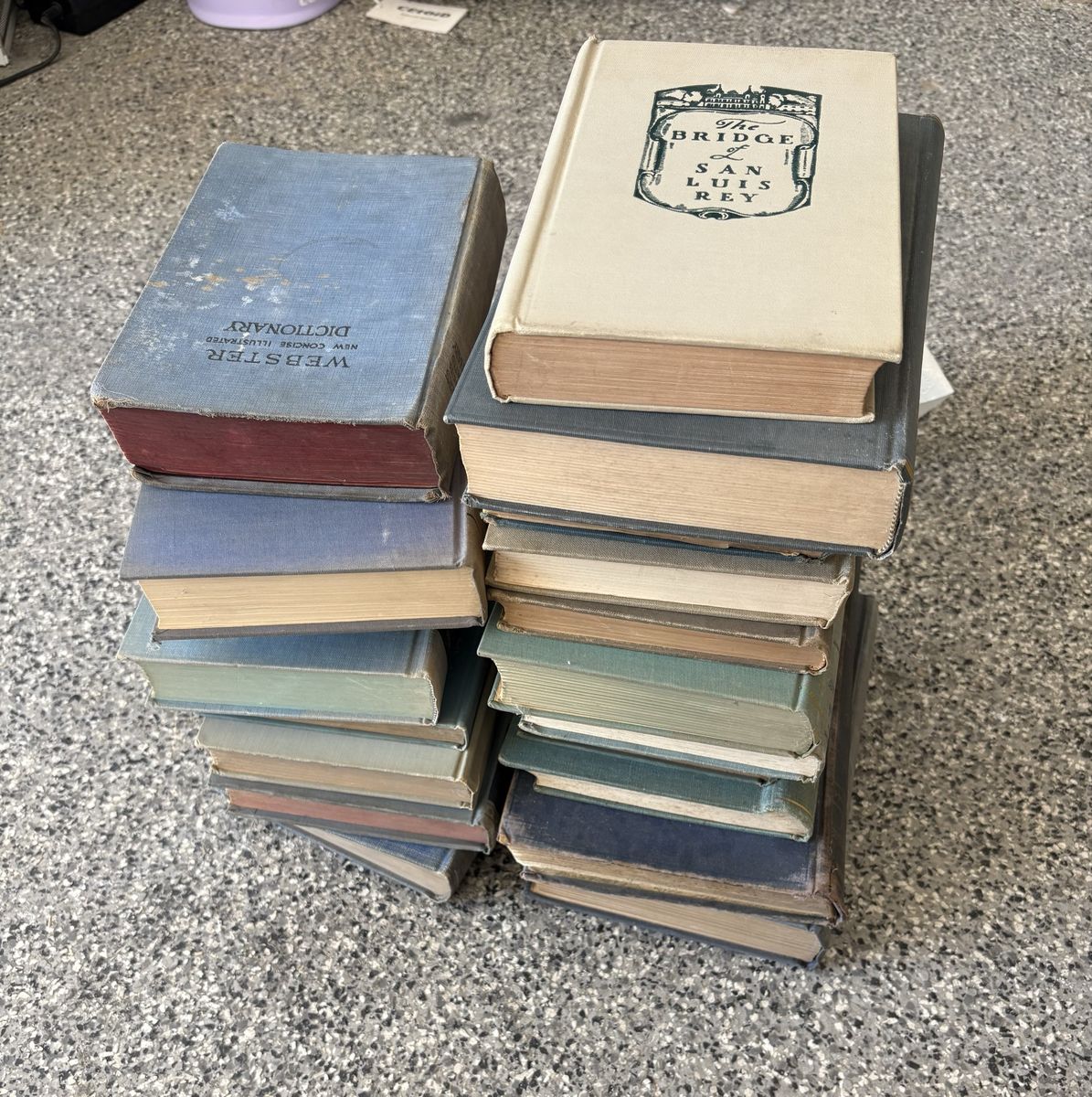 Vintage Hardcover Books Lot - Titles Include Webster's Dictionary, The Bridge of San Luis Rey & More