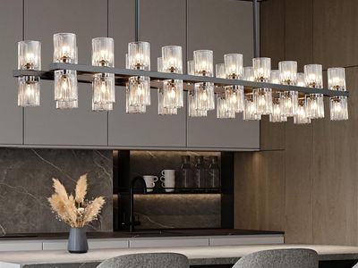 53" Black Rectangular Crystal Chandelier
