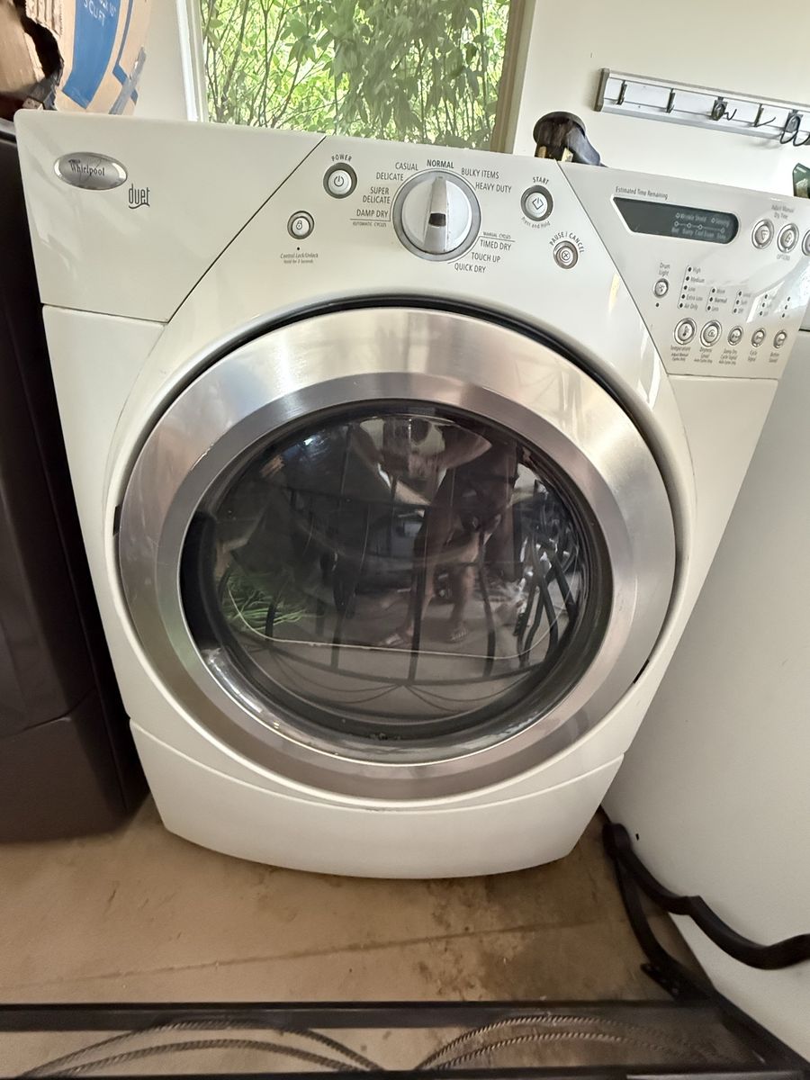 Whirlpool Duet Front Load Electric Dryer - White with Multiple Cycles, Used