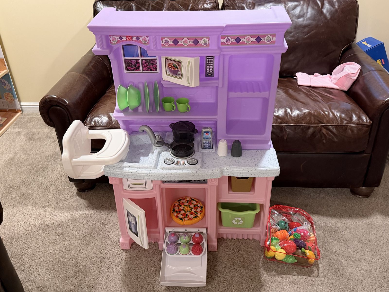 Step2 Pink & Purple Plastic Play Kitchen Set with Accessories, Food, Sink & Stovestep