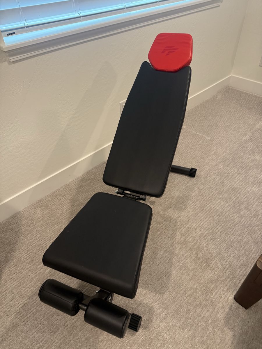 FITPULSE Adjustable Weight Bench for Home Gym - Black/Red Incline/Decline Bench