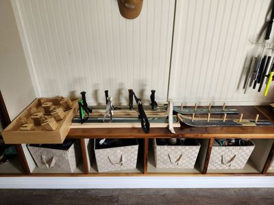 home made coat racks, mug racks and ski racks
