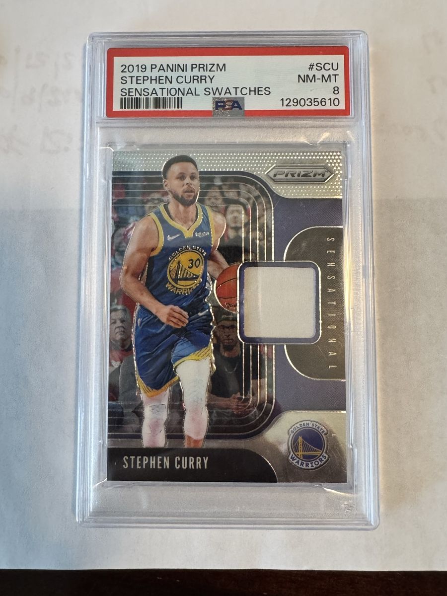 2019 Panini Prizm Stephen Curry Sensational Swatches Relic #SS-SCU PSA 8 NM-MT