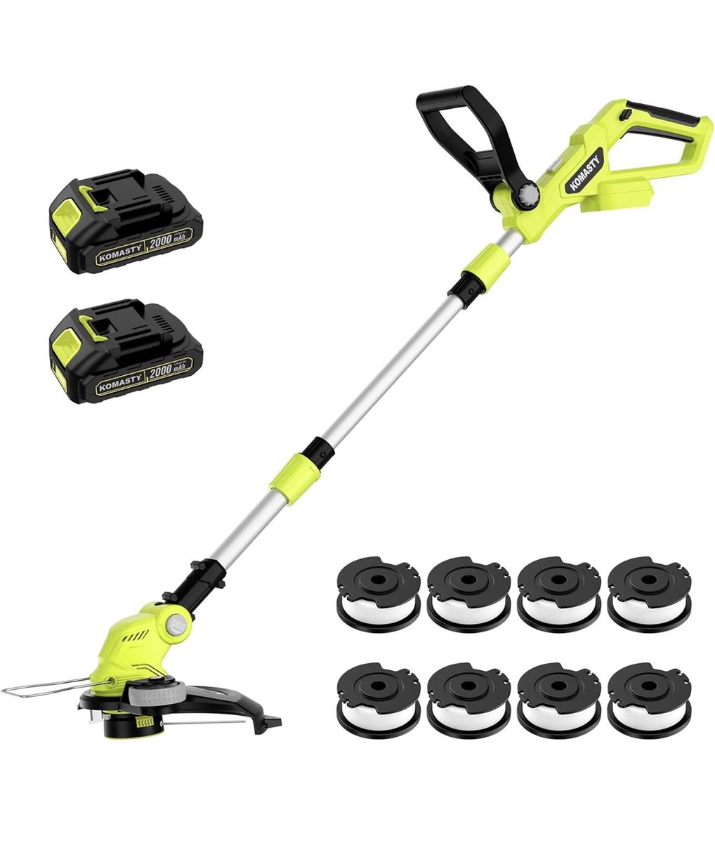 Komasty Cordless String Trimmer & Edger with 2 Batteries and Spools