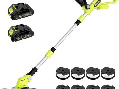 Komasty Cordless String Trimmer & Edger with 2 Batteries and Spools