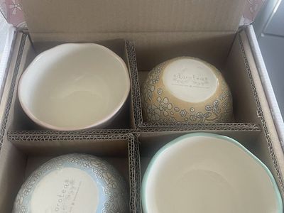Dorotea Hand Painted Small Fruit Bowls Set of 4 Assorted Pastel Colors