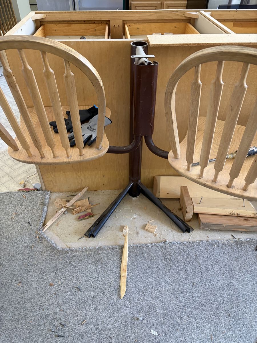 Vintage Oak Wood Swivel Bar Stools (Set of 5) with Bolt Metal Base - Used Condition